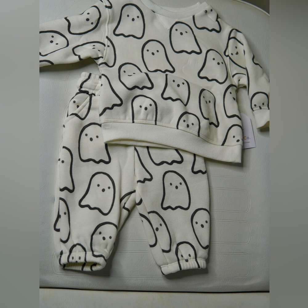 Ghost Print Kids Matching Set - Cream - Picture 2 of 3